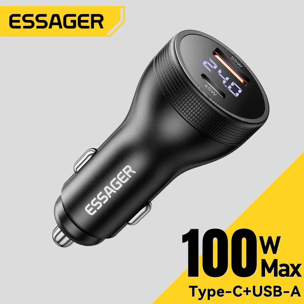 100W USB-C autós töltő digitalis kijelzővel