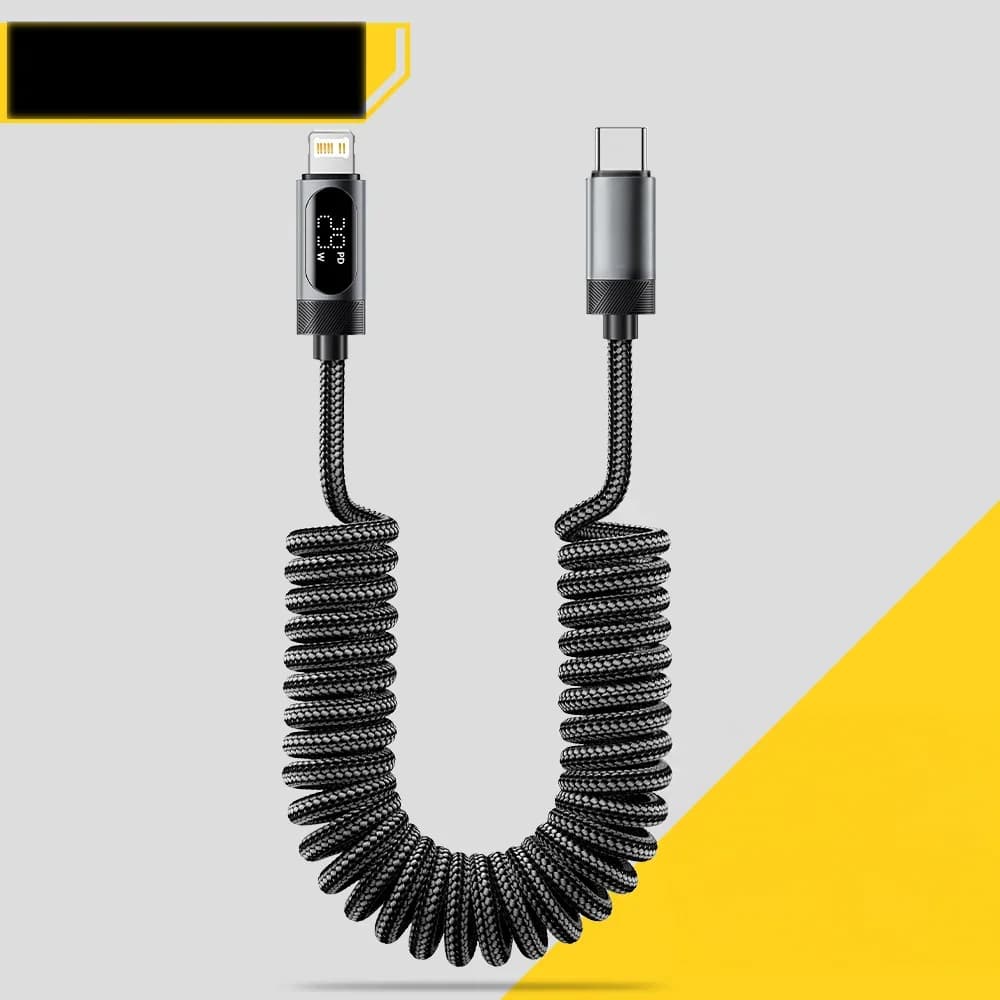 Rugós USB-C - Lightning gyors töltőkábel