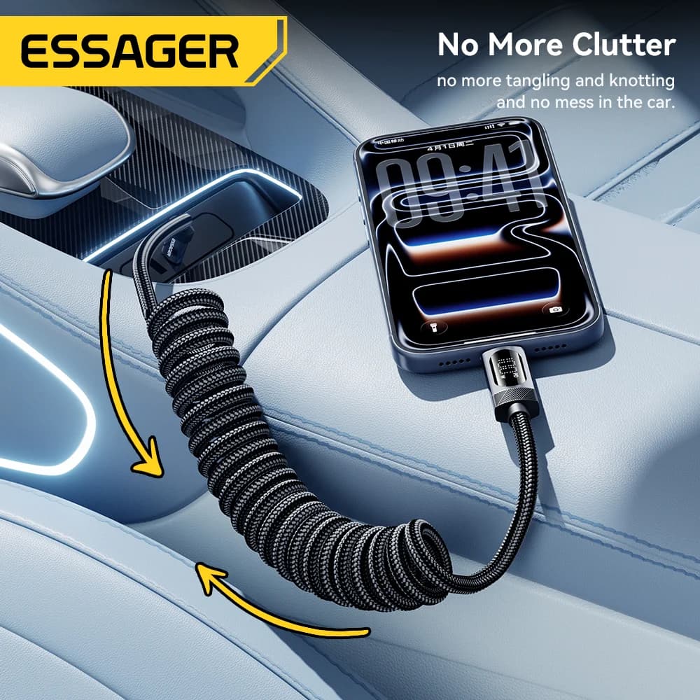 100W Rugalmas USB-C to USB-C Autós Kábel