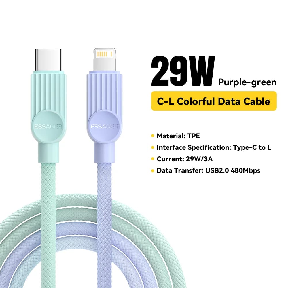 Színes USB-C – Lightning kábel, 29W PD