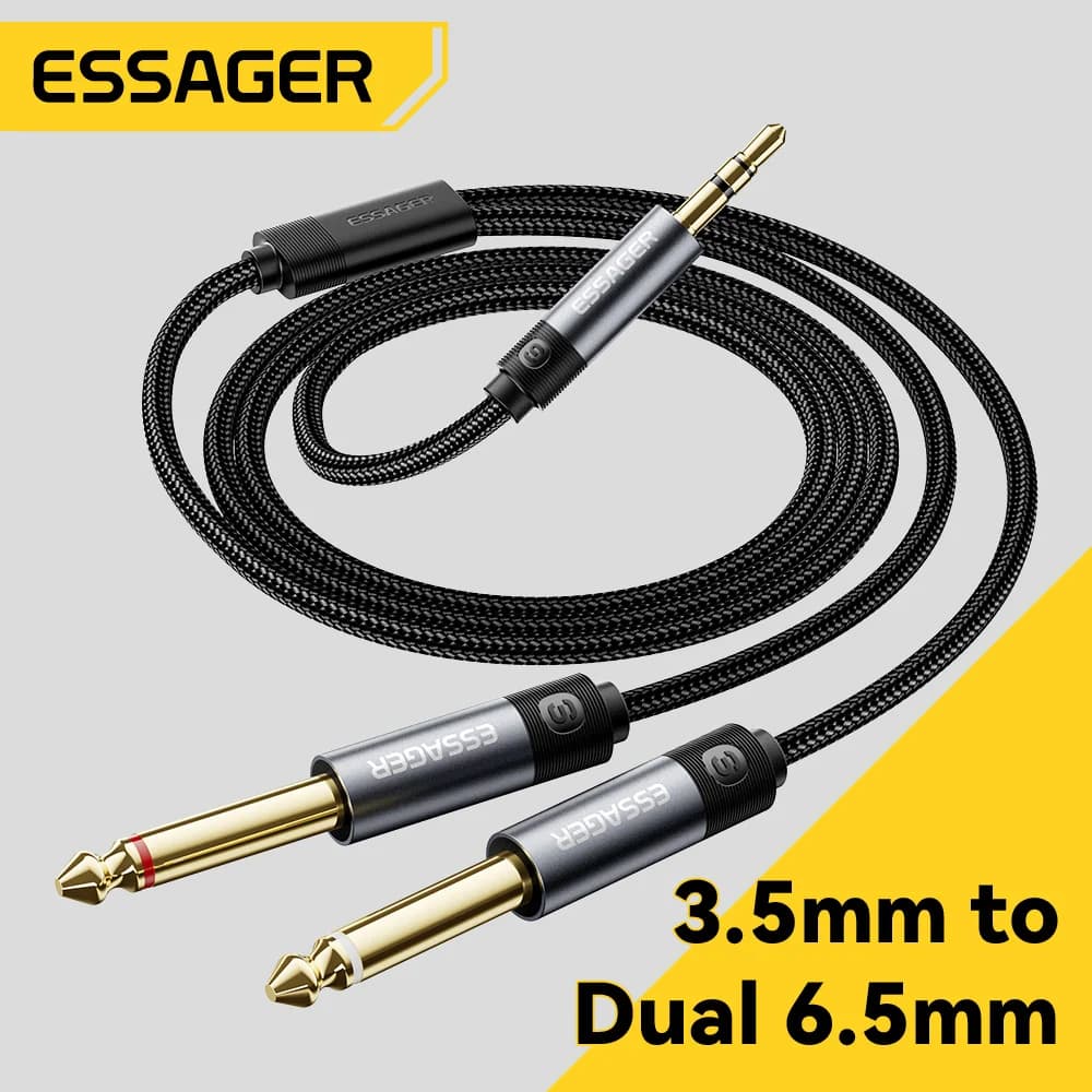 3,5mm-ről két 6,35mm-es sztereó audió adapterkábel