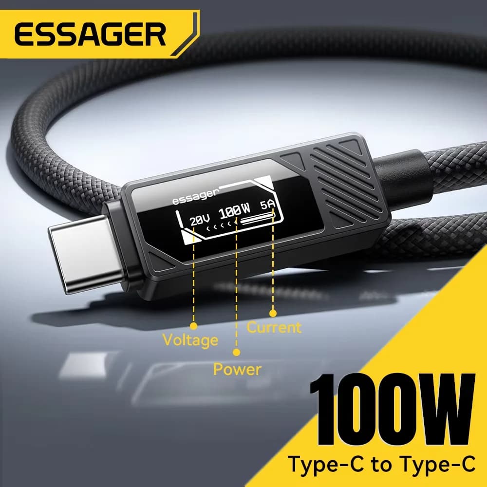 100W USB-C kábel digitális kijelzővel PD töltéshez