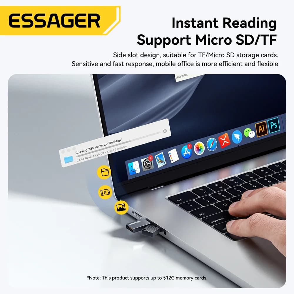 2 az 1-ben USB-C és USB 2.0 kártyaolvasó
