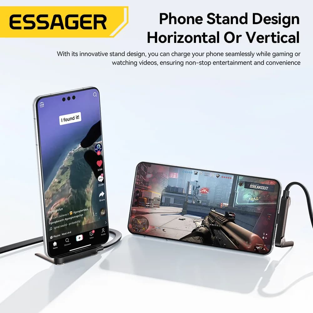 100W összecsukható USB Type-C kábel telefon tartóval