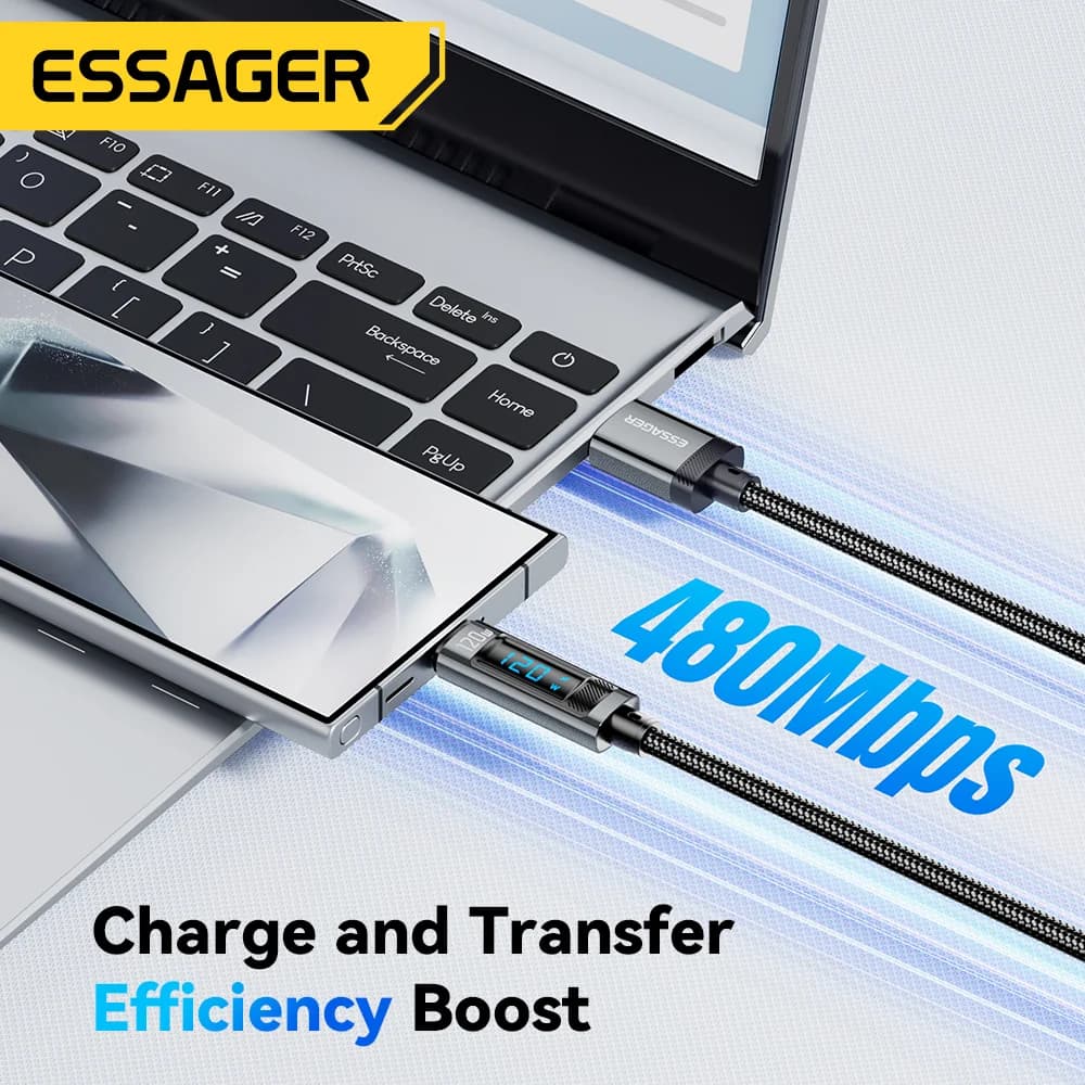 120W USB-C gyors töltőkábel LED kijelzővel